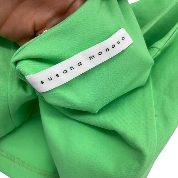 SUSANA MONACO V String Crop Top Cami Lovebird Bright Green Stretch Sm Cotton NEW - Picture 7 of 9